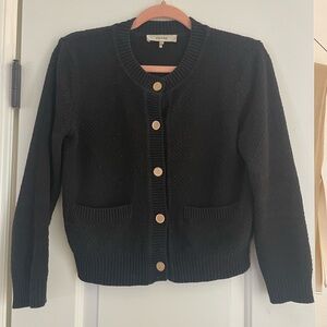 Frame Denim Black Button-Up Cardigan